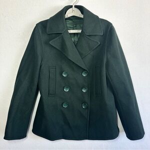 Joseph New Hector Pea Coat 42 L XL Dark Green Wool Blend Double Breasted Fitted